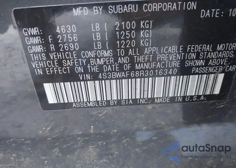 2024 Subaru Legacy Premium из США, поврежденный, VIN 4S3BWAF68R3016340